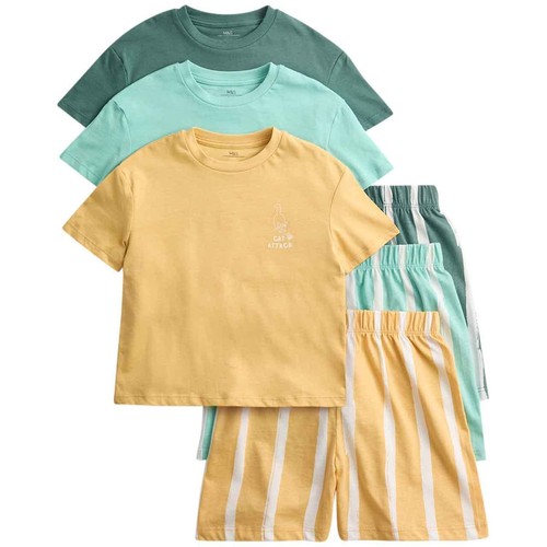 M&S Boys Cotton Rich Animal Pyjama Sets, 7-8 Y, Blue Mix