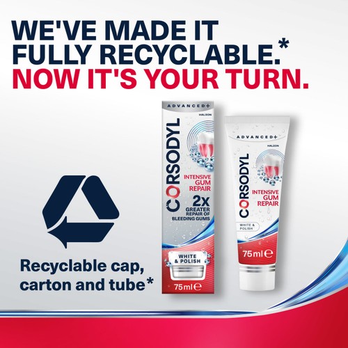 Corsodyl Advanced + Intensive Gum Repair Toothpaste White & Polish thumbnail 6
