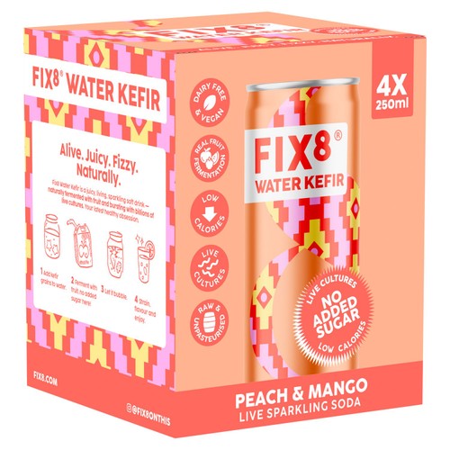 Fix8 Water Kefir Peach + Mango