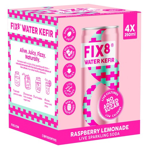 Fix8 Water Kefir Raspberry Lemonade