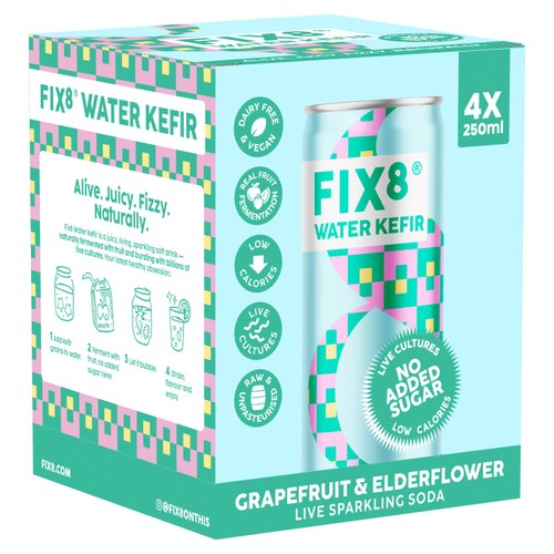 Fix8 Water Kefir Grapefruit Elderflower