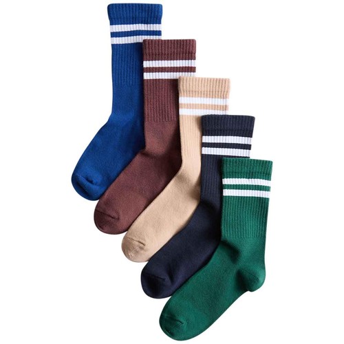 M&S Boys Striped Ribbed Socks, 8-12 Small, Multi