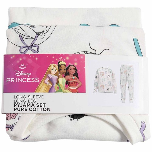 M&S Girls Disney Princess Pyjamas, 7-8 Y, Cream thumbnail 2