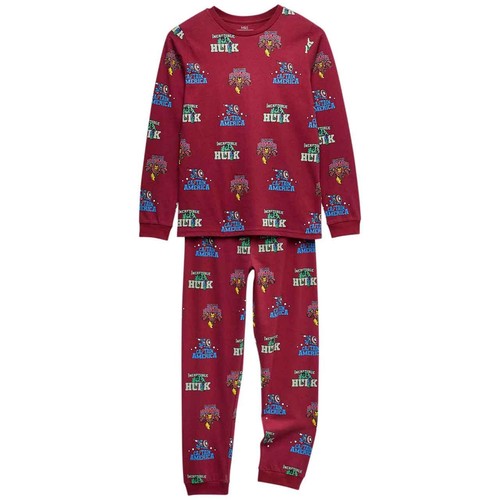 M&S Boys Marvel Pyjamas, 4-5 Y, Dark Cranberry