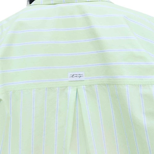 M&S Womens Pure Cotton Poplin Striped Pyjama Top, 10, Green thumbnail 6