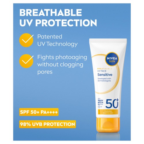 NIVEA SUN UV Face SPF 50 Sensitive Sun Cream thumbnail 3