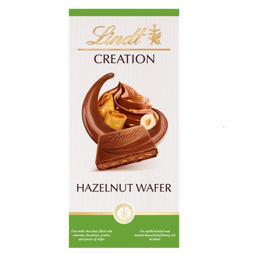 Lindt Creation Milk Hazelnut Wafer Chocolate Bar thumbnail 2
