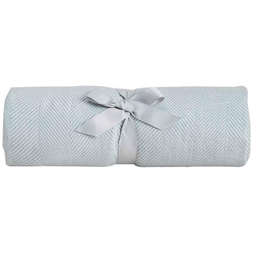M&S Herringbone Throw, Light Blue