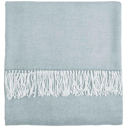 M&S Herringbone Throw, Light Blue thumbnail 2