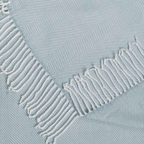 M&S Herringbone Throw, Light Blue thumbnail 4