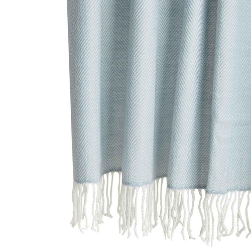 M&S Herringbone Throw, Light Blue thumbnail 6