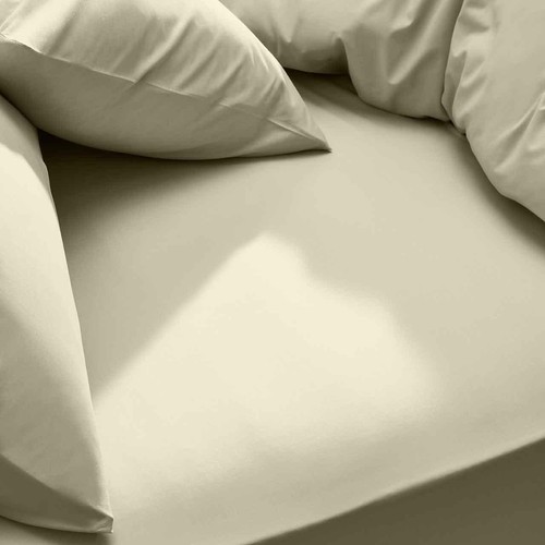 M&S Cotton Rich Deep Fitted Sheet, Super King, Light Cream