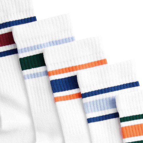 M&S Boys Cotton Rich Ankle Stripe Socks, 12.5-3.5 Large, White Mix thumbnail 2