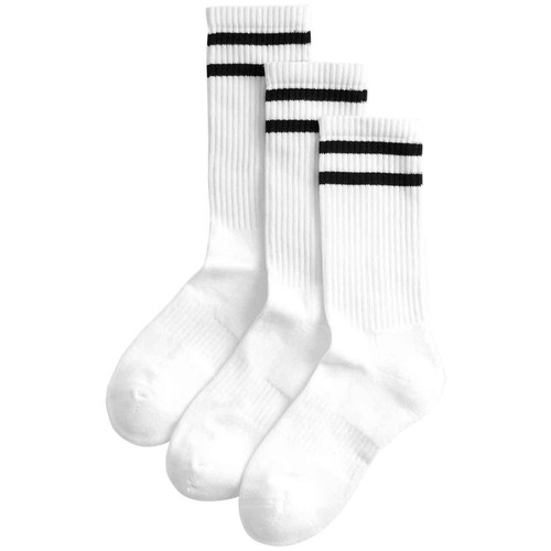 M&S Womens Goodmove Striped Crew Socks, 6-8, White Mix