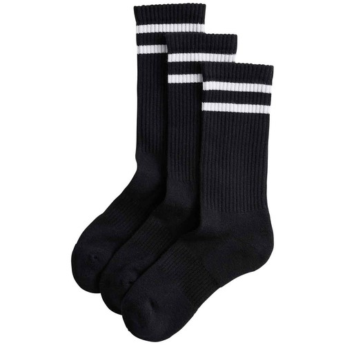 M&S Womens Goodmove Striped Crew Socks, 6-8, Black Mix