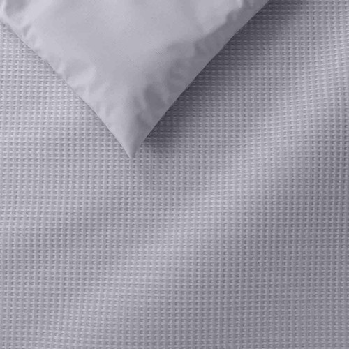 M&S Pure Cotton Waffle Bedding Set, Single, Grey