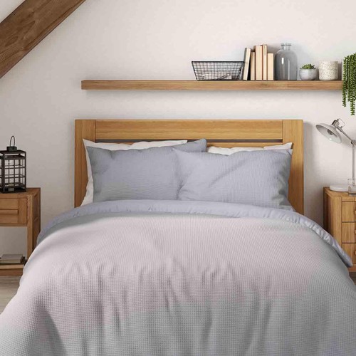 M&S Pure Cotton Waffle Bedding Set, Single, Grey thumbnail 2