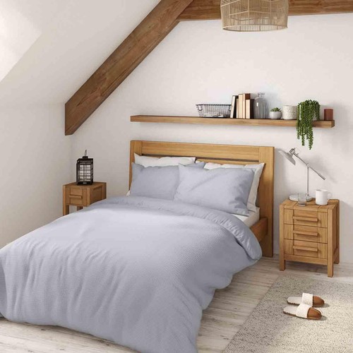 M&S Pure Cotton Waffle Bedding Set, Single, Grey thumbnail 3