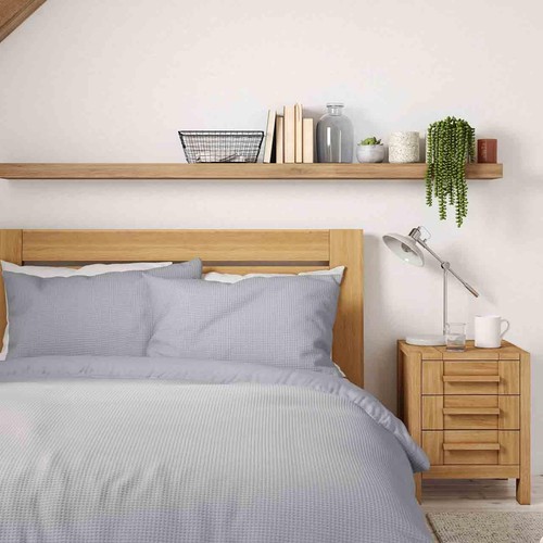 M&S Pure Cotton Waffle Bedding Set, Single, Grey thumbnail 4