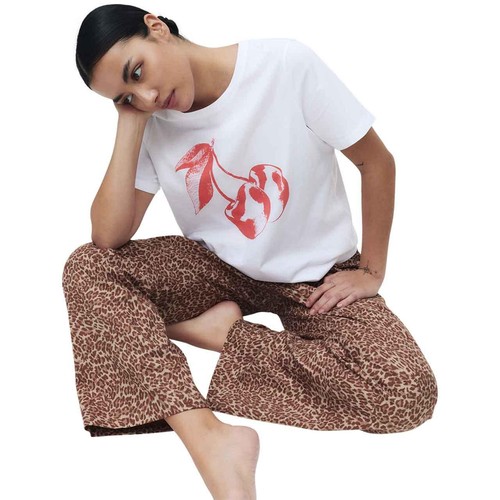 M&S Womens Pure Cotton Pyjama Set, Medium, White Mix thumbnail 3