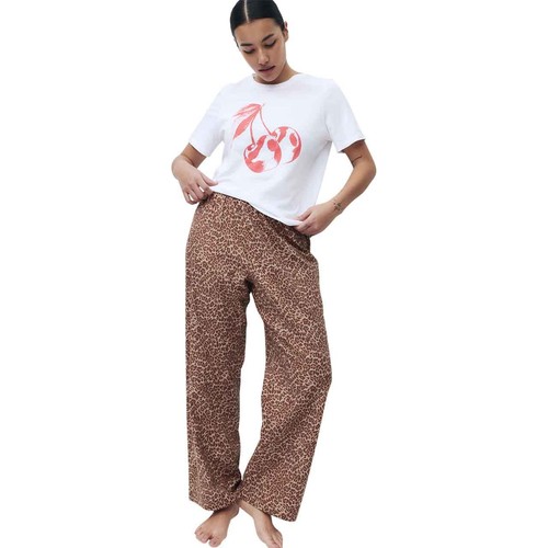 M&S Womens Pure Cotton Pyjama Set, Large, White Mix thumbnail 2