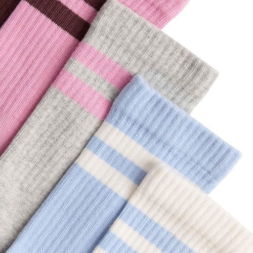 M&S Girls Cotton Rich Ribbed Striped Socks, 12.5-3.5 Large, Multi thumbnail 2