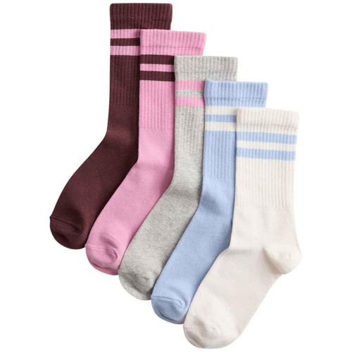M&S Girls Cotton Rich Ribbed Striped Socks, 8.5-12 Small, Multi