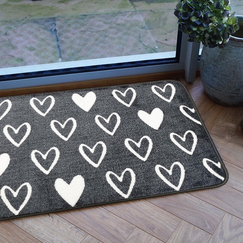 Mighty Mats Supersoft Washable Mat Grey Hearts thumbnail 2