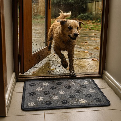 Mighty Mats Supersoft Washable Mat Grey Paw Print thumbnail 2