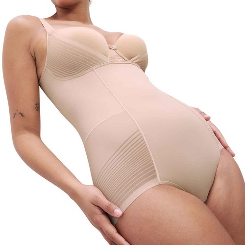 M&S Womens Body Define Firm Control Bodysuit, 14, Rose Quartz thumbnail 2