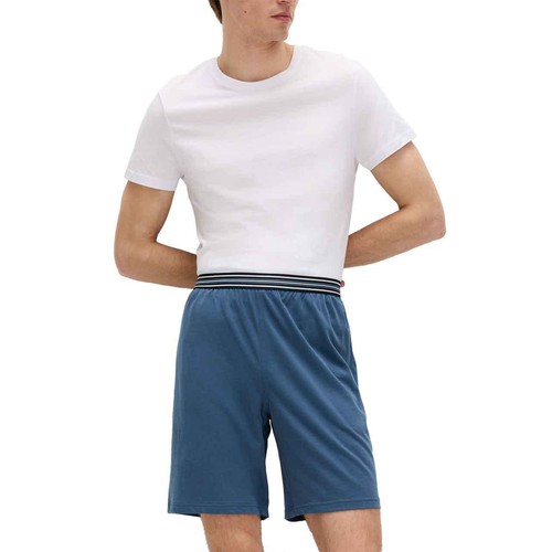 M&S Mens Pure Cotton Jersey Pyjama Shorts, L, Blue Mix thumbnail 2