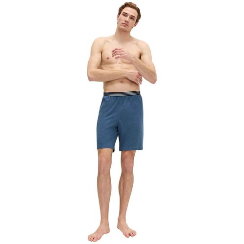 M&S Mens Pure Cotton Jersey Pyjama Shorts, L, Blue Mix thumbnail 4