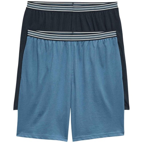 M&S Mens Pure Cotton Jersey Pyjama Shorts, M, Blue Mix