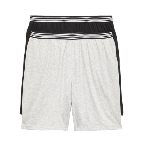 M&S Mens Pure Cotton Jersey Pyjama Shorts, M, Grey Mix