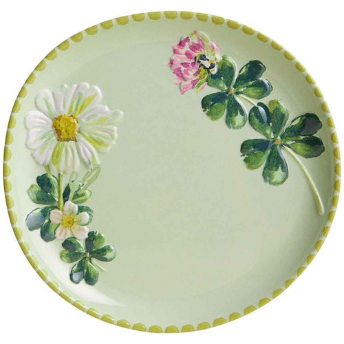 M&S Floral Melamine Picnic Side Plate Set, Green Mix