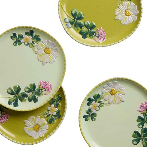 M&S Floral Melamine Picnic Side Plate Set, Green Mix thumbnail 2