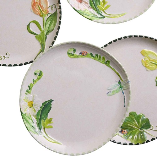 M&S Floral Melamine Dinner Plate Set, Green thumbnail 3