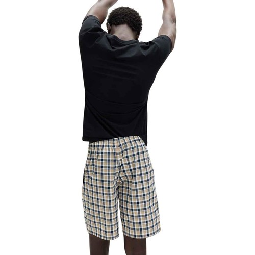 M&S Mens Pure Cotton Checked Pyjama Shorts, XL, Blue Mix thumbnail 5
