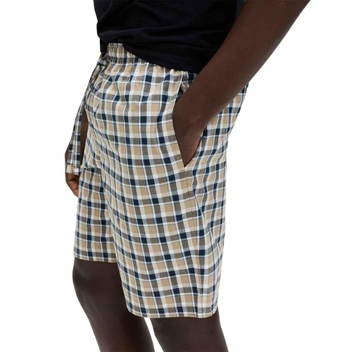 M&S Mens Pure Cotton Checked Pyjama Shorts, 2XL, Blue Mix thumbnail 2