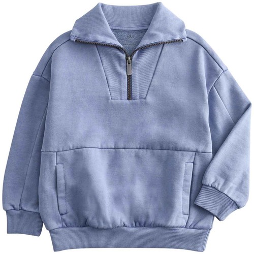 M&S Boys Cotton Rich Half Zip Sweatshirt, 5-6 Years, Indigo