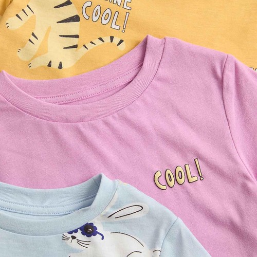 M&S Girls 3 Pack Pure Cotton Animal Pyjama Sets, 7-8 Years, Blue thumbnail 2