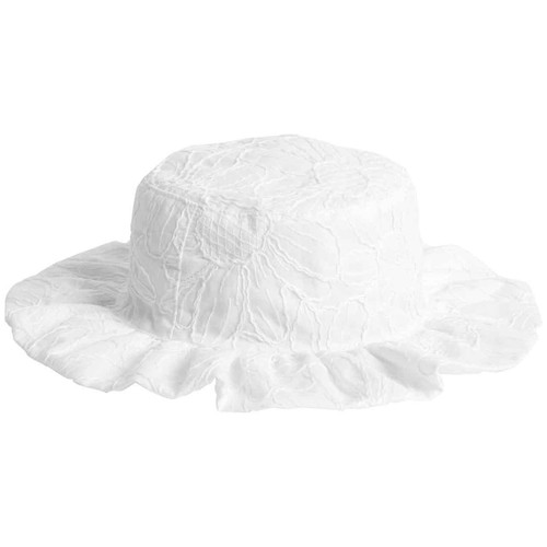 M&S Girls Cotton Embroidered Sun Hat, 3-6 Months, White
