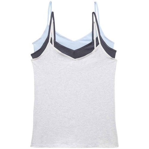 M&S Womens Cotton Rich Strappy Vests, Size 10, Blue Mix