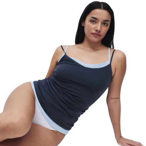 M&S Womens Cotton Rich Strappy Vests, Size 12, Blue Mix thumbnail 2