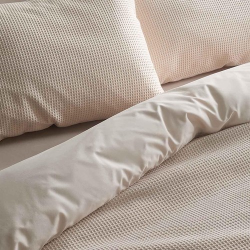 M&S Pure Cotton Waffle Bedding Set, Single (3 ft), Neutral thumbnail 2