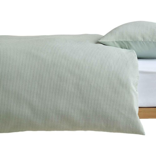 M&S Pure Cotton Waffle Bedding Set, Single (3 ft), Green thumbnail 4