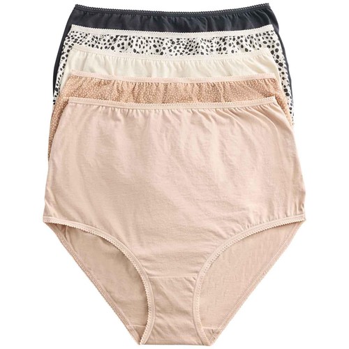 M&S Womens Pure Cotton Full Briefs, Size 12, Black Mix