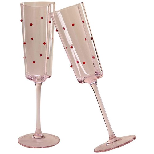 M&S Set of 2 Heart Shaped Champagne Flutes, Pink thumbnail 2
