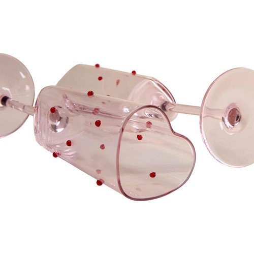 M&S Set of 2 Heart Shaped Champagne Flutes, Pink thumbnail 3
