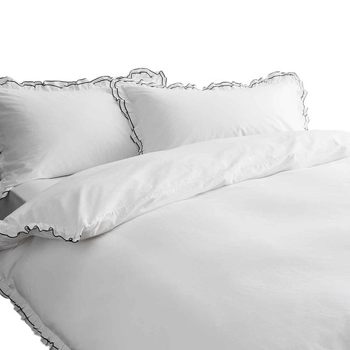 M&S Double Ruffle Bedding Set, Single (3 ft), Black thumbnail 2